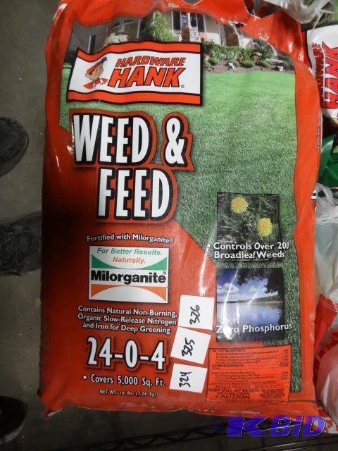 lot 324 image: New bag of hardware Hank weed & feed. Con...