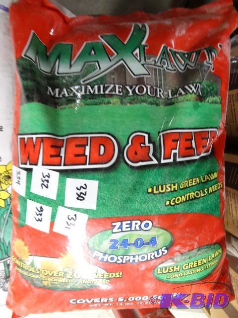 lot 332 image: New bag of a Max Lawn weed and feed. Creates ...