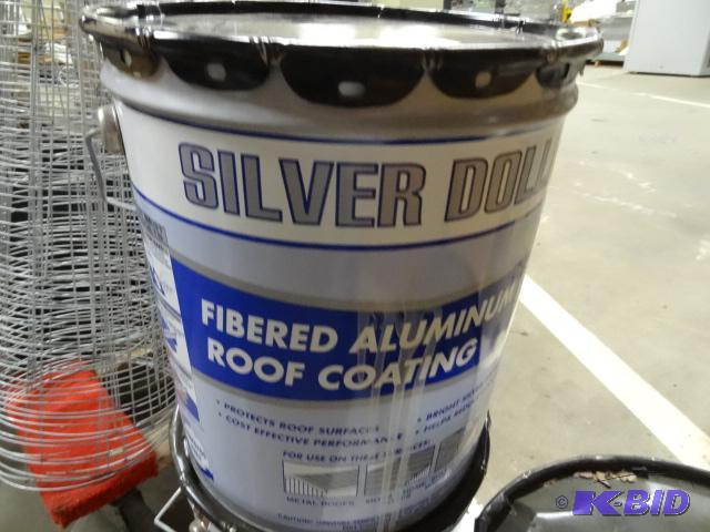 lot 37 image: NEW 5 gal Pail Silver Dollar Fibered Roof Coa...