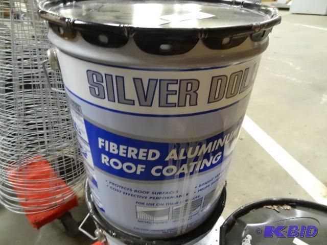 lot 38 image: NEW 5 gal Pail Silver Dollar Fibered Roof Coa...