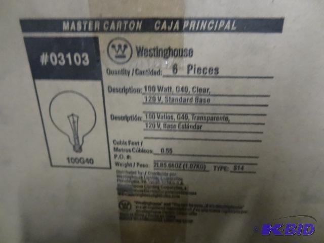 lot 389 image: New box quantity 6 Westinghouse 100 watt, g40...