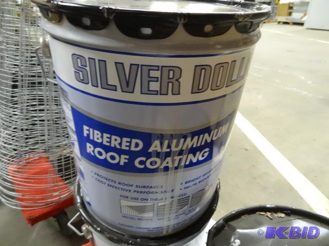 lot 39 image: NEW 5 gal Pail Silver Dollar Fibered Roof Coa...