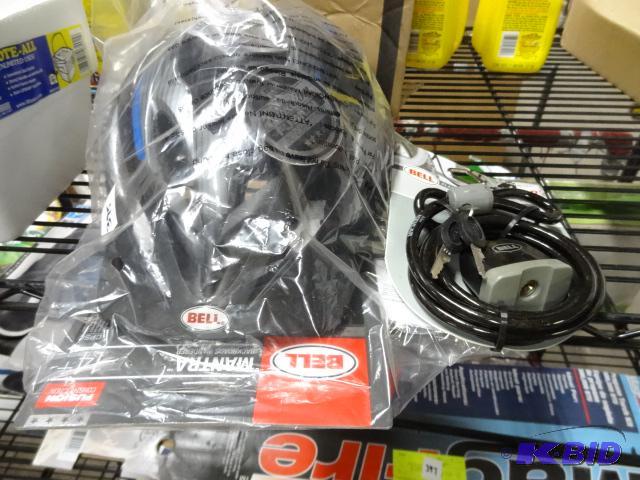 lot 395 image: New two piece biking lot including Bell brand...