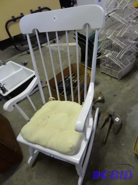 lot 421 image: Used wooden rocking chair white. In good shap...