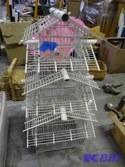 lot 429 image: Used multi tier wicker bird cage white...
