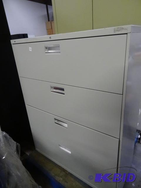 lot 459 image: Used Hon brand metal lateral file, 4 drawer, ...