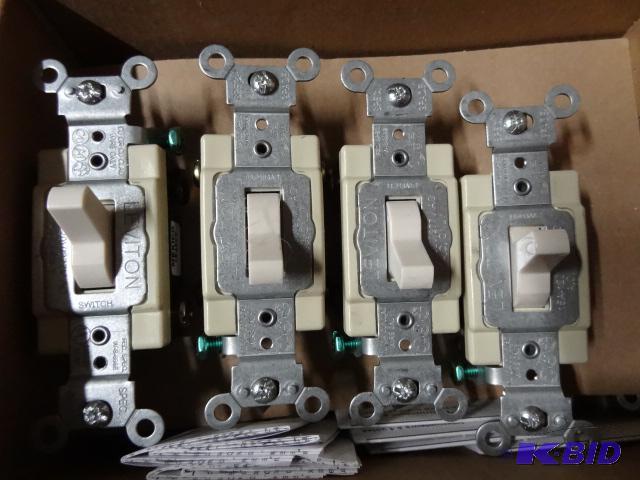 lot 71 image: Qty 9 NEW Leviton 4-Way Grounded Toggle Switc...