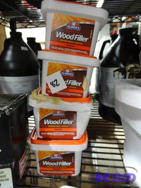 lot 82 image: Qty 4 NEW Elmers Carpenters Wood Filler, Inte...