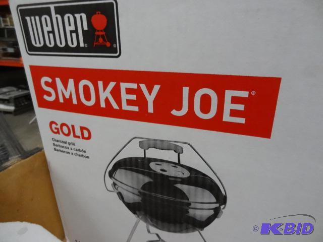 lot 97 image: NEW in Box Weber Smokey Joe GOLD Charcoal Gri...