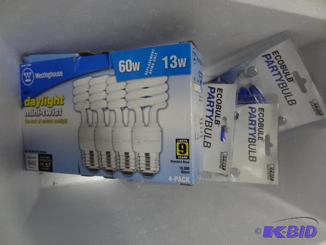 lot 99 image: Qty 6 NEW CFL Bulbs PLUS 24 Can Styrofoam Coo...