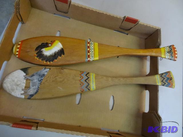 lot 127 image: 2 painted paddles by JB flatte. 1970s...