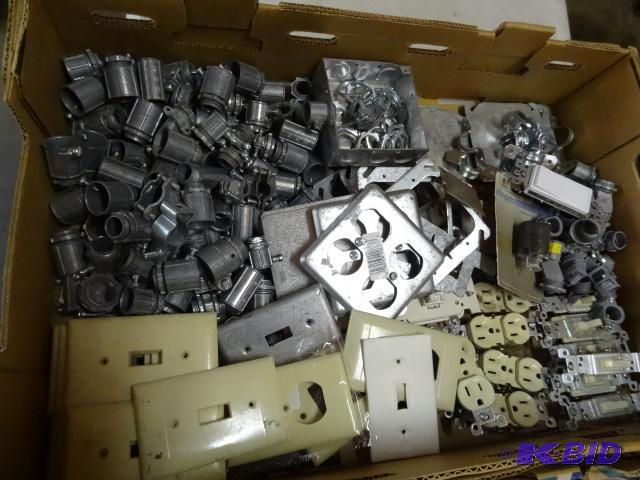 lot 145 image: Box of conduit connectors. Outlets. Switches....