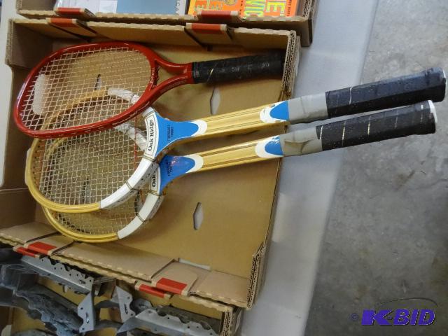 lot 147 image: 2 tennis ball and 1 raquetball racket....