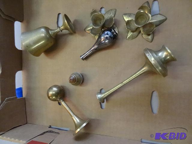 lot 201 image: Misc brass candle holders....