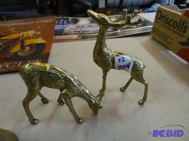 lot 204 image: 2 brass deer...