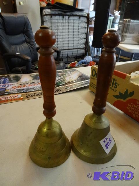 lot 205 image: 2 brass bells...