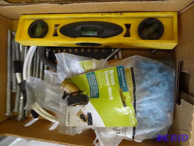 lot 238 image: Level. Lag screws. Tile spacers. More...