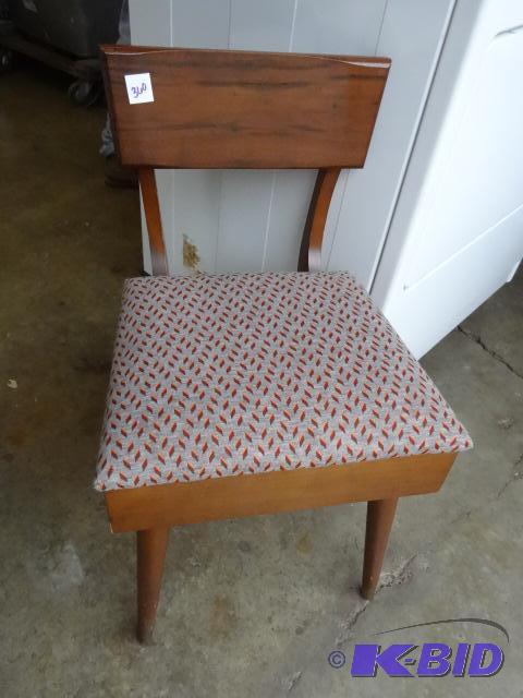 lot 360 image: Vintage sewing machine chair with underneath ...