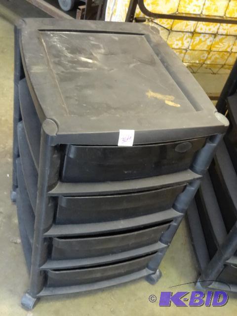 lot 366 image: Tamor 4 drawer plastic cabinet on wheels...