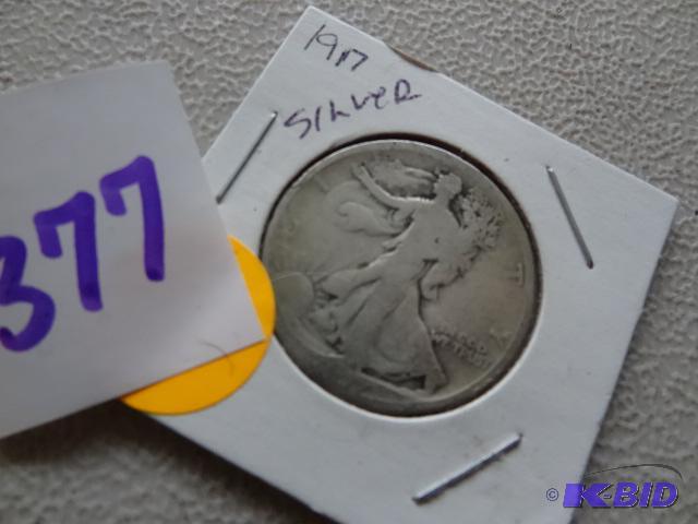 lot 377 image: 1917 50 cent piece...