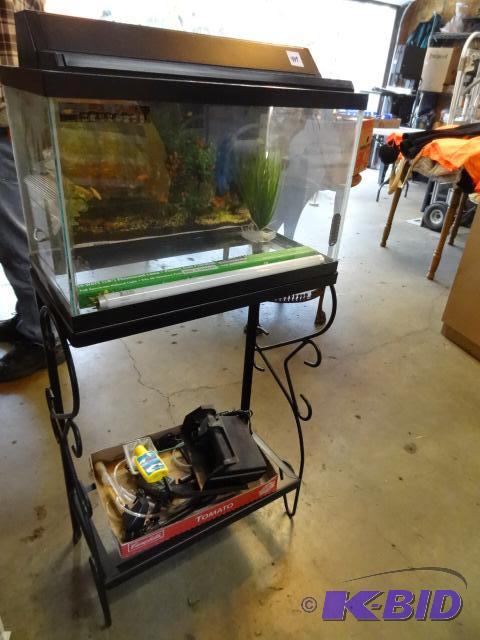 lot 409 image: Fish aquarium with stand. 20 x 10 x 13. Comes...