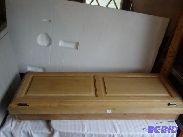 lot 422 image: In wall wood cabinet with fold out ironing bo...
