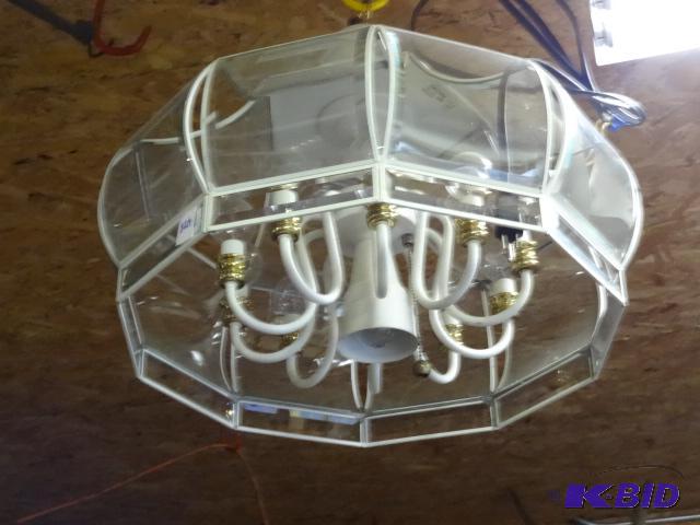 lot 428 image: 22" ceiling light. Metal and glass. 10 b...