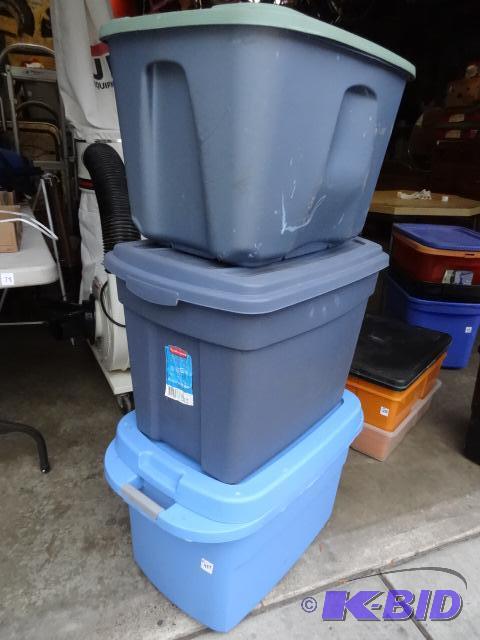 lot 437 image: 3 different sized totes with ids...