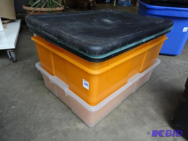 lot 438 image: 3 different sized totes with ids...