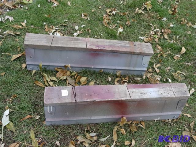 lot 65 image: 2 metal fold up saw horses...