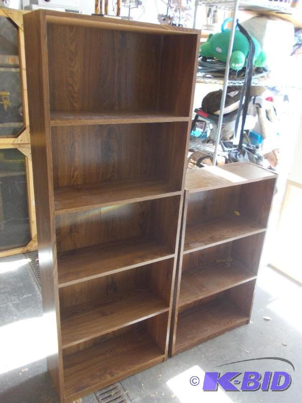 lot 18 image: 5 Shelf and 3 Shelf Bookcases (66in tall, 40i...