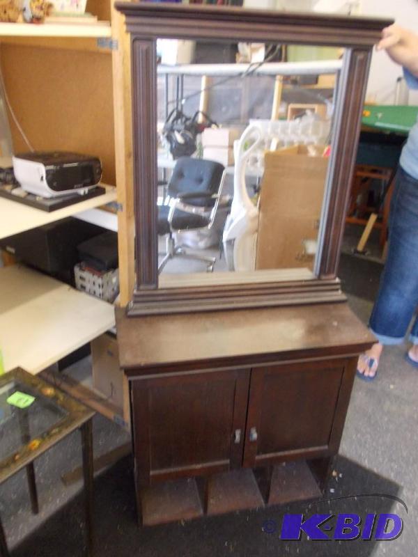lot 20 image: Wall Cabinet (27x11x26) and Mirror (26x31)...