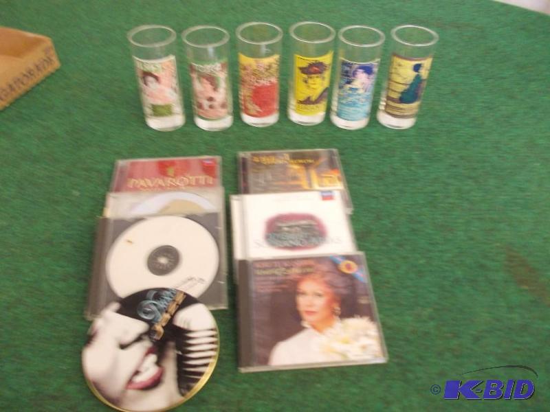 lot 28 image: 6 Opera Tumblers, Assorted Opera and Jazz CDs...