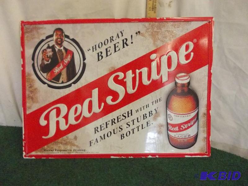 lot 46 image: Red Stripe Tin Beer Sign 22" x 16"...