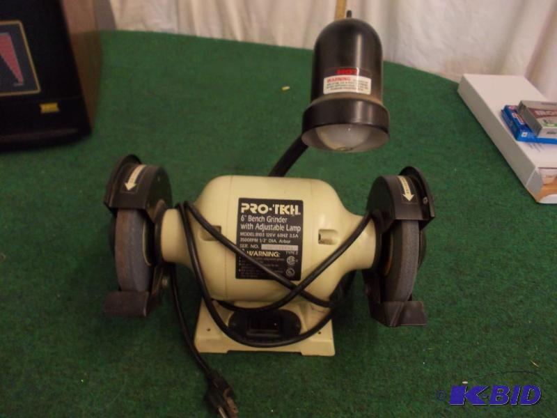 lot 74 image: Pro-Tech 6in Bench Grinder with Adjustable La...