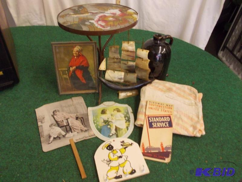 lot 86 image: Lot of Vintage Collectibles Crock Jug, Ship ...