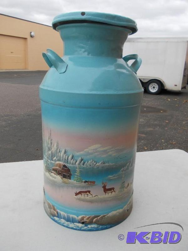 lot 12 image: Painted Milk Can...