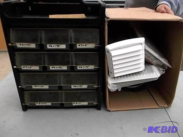 lot 27 image: Box Lot Of Assorted HVAC Vents, Hardware Cadd...