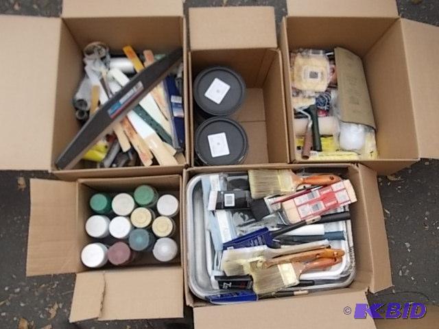 lot 33 image: Large Lot Of Paint & Supplies Brushes, R...