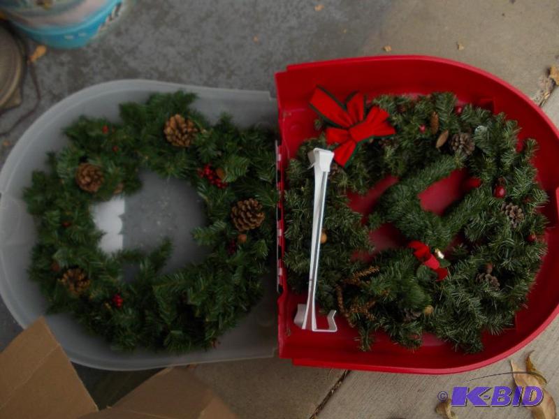 lot 5 image: 2-Wreaths 1-Deer, 2-Wreath Holders, 1-Case...