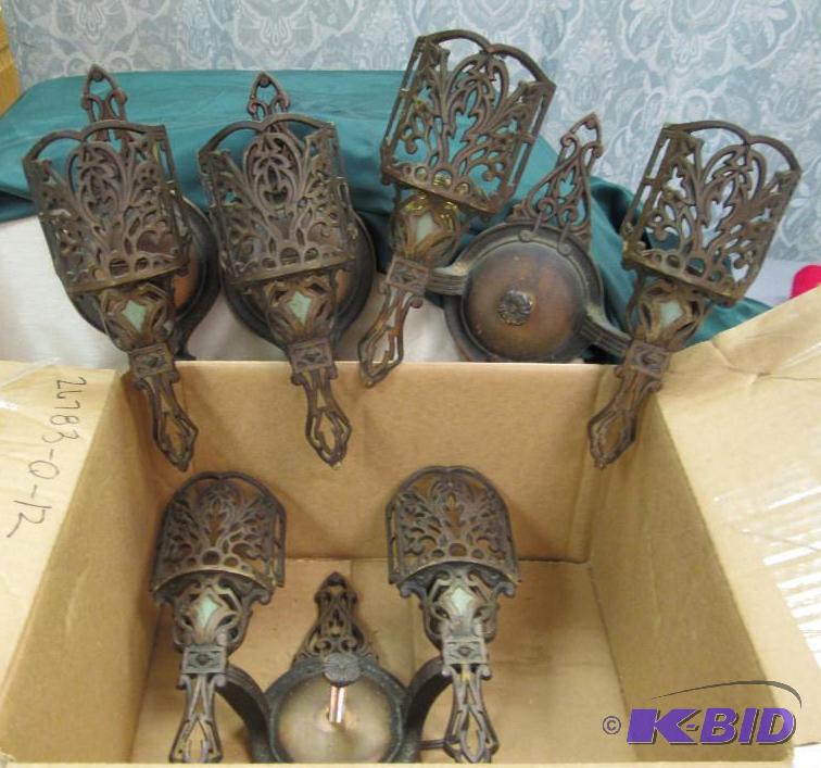 lot 129 image: Antique wall lights 2 sets...