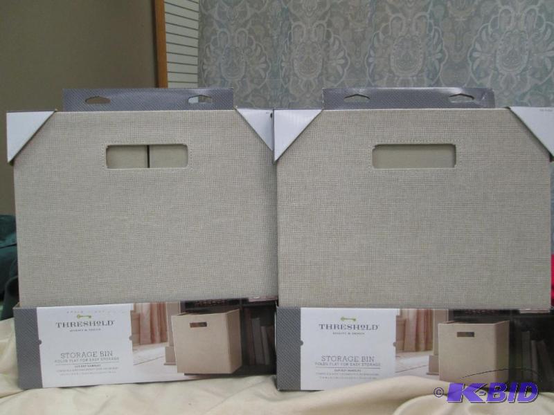 lot 170 image: Qty 2 Threshold Storage bin folds flat for ea...