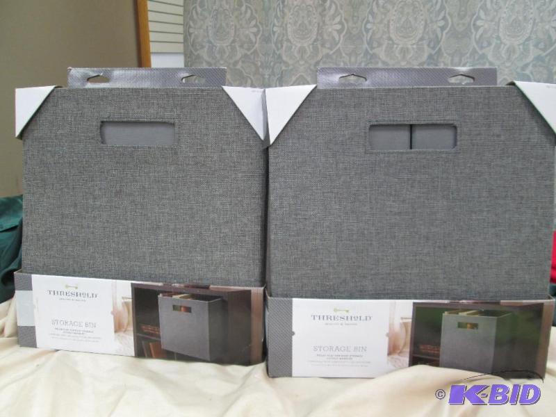 lot 171 image: Qty 2 Threshold Storage bin folds flat for ea...