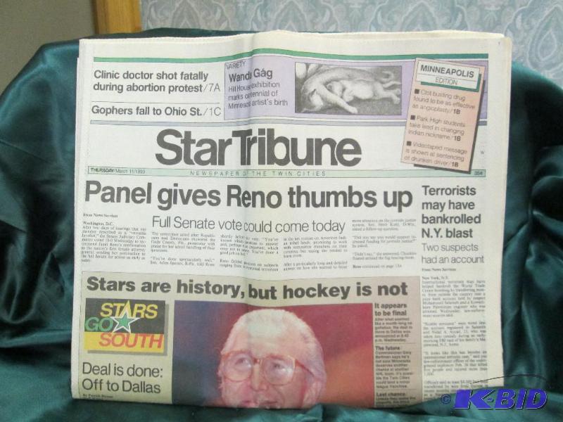 lot 2 image: Star Tribune- Stars go south March 11 1993...