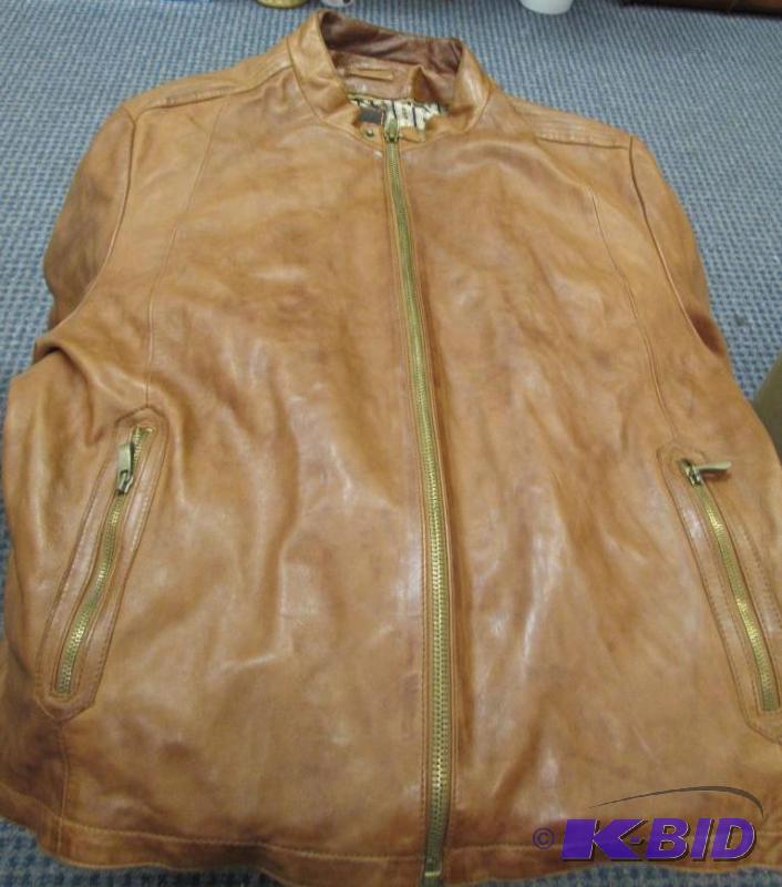 lot 203 image: Brown Leather jacket size XXL from Wilson...