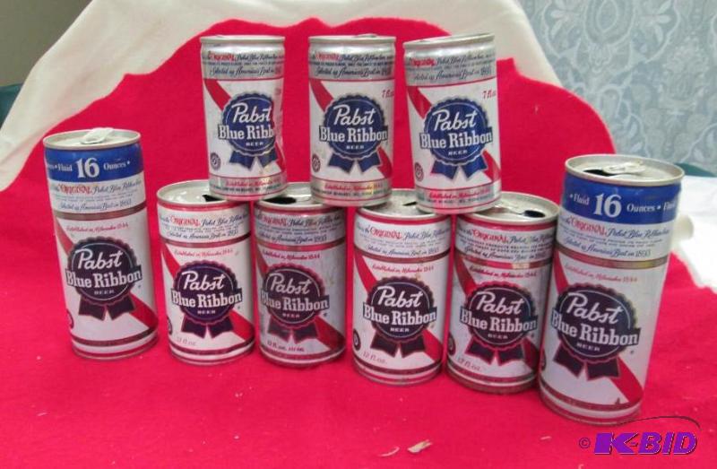 lot 266 image: Qty 9 Pabst Blue Ribbon beer Established in M...