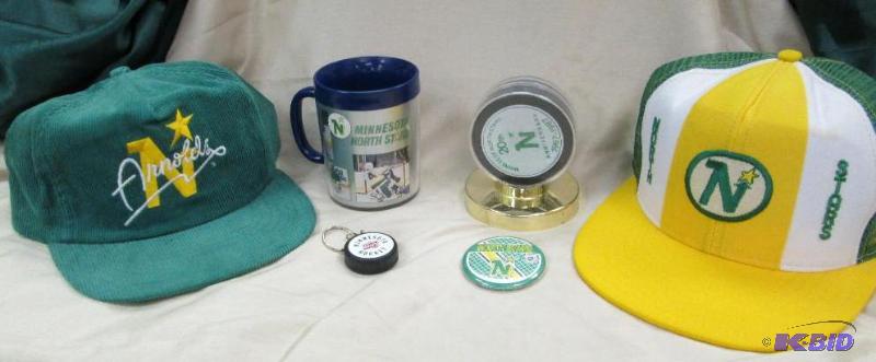 lot 6 image: 2 North star hats, mug, pin and Minnesota Nor...