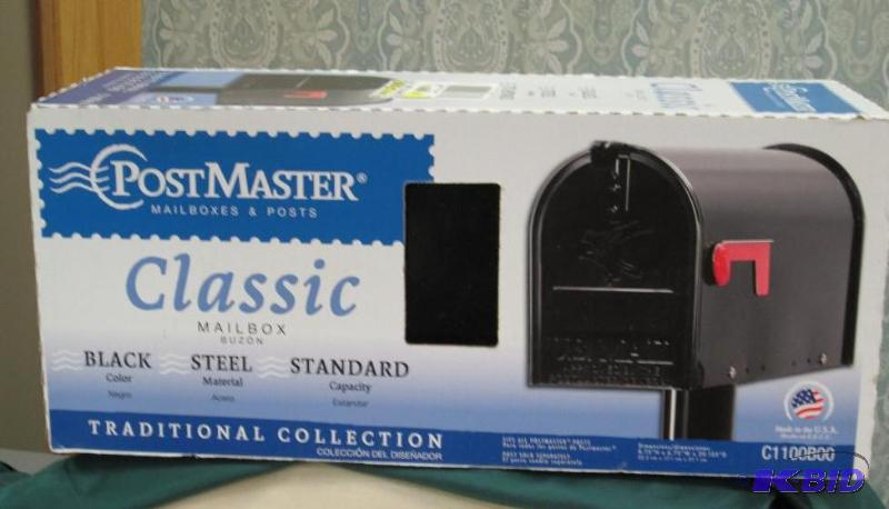 lot 62 image: Post Master Mail box and post Black Steel and...