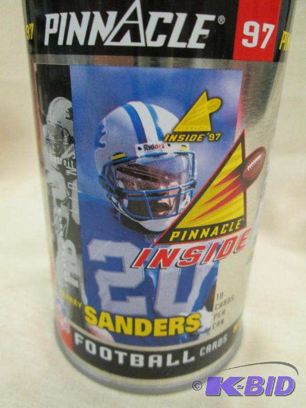 lot 8 image: Barry Sanders Pinnacle football can 1997...