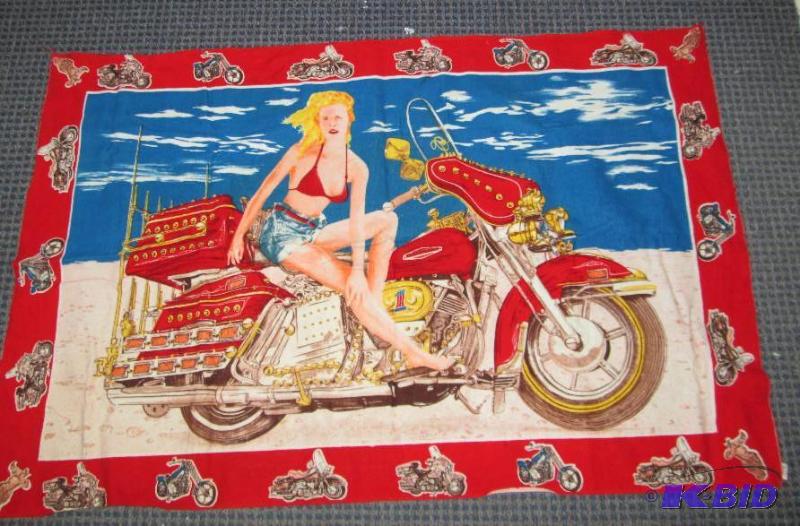 lot 96 image: A.T.C New York cloth poster of a women on mot...